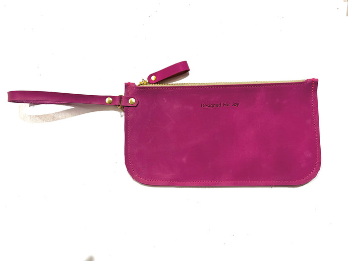 Slim Leather Zipper Wristlet