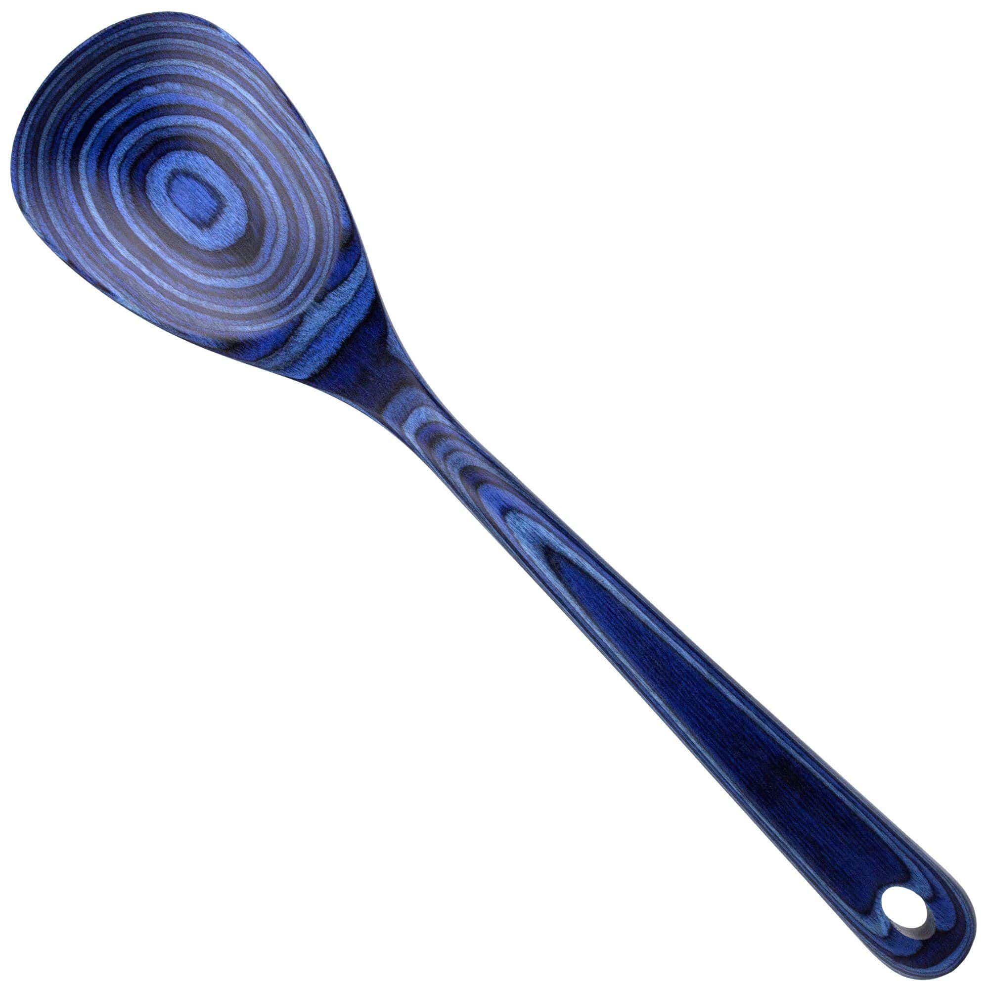 Birchwood mixing spoon in blue stripes.