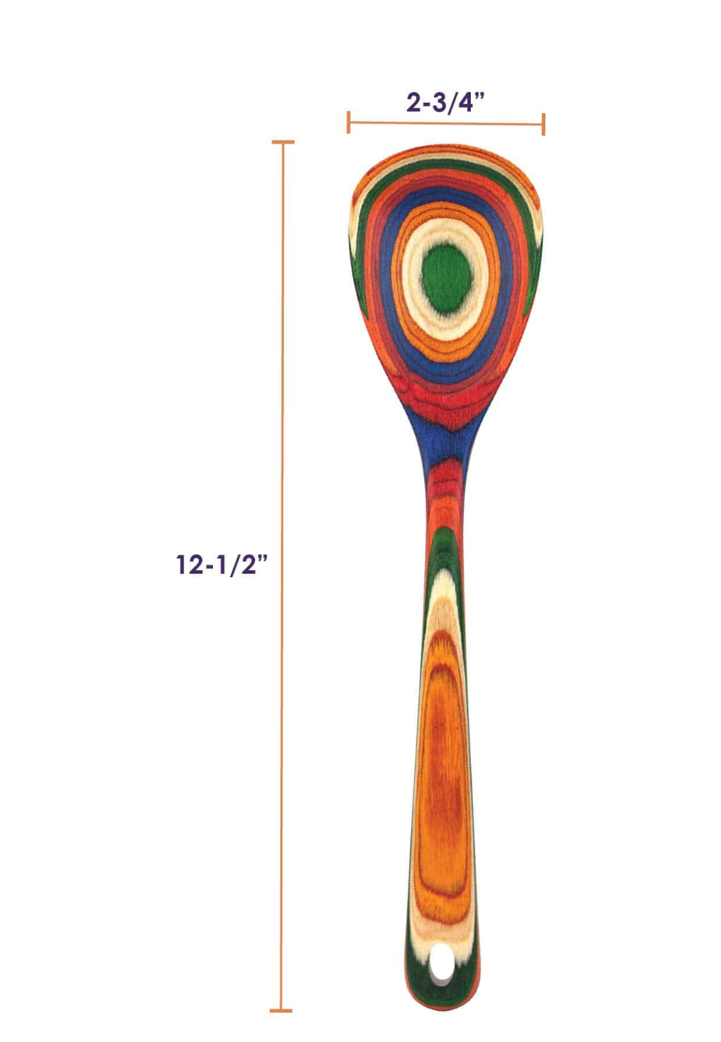 Birchwood mixing spoon size. 12.5 inches tall and 2.75 inches wide.