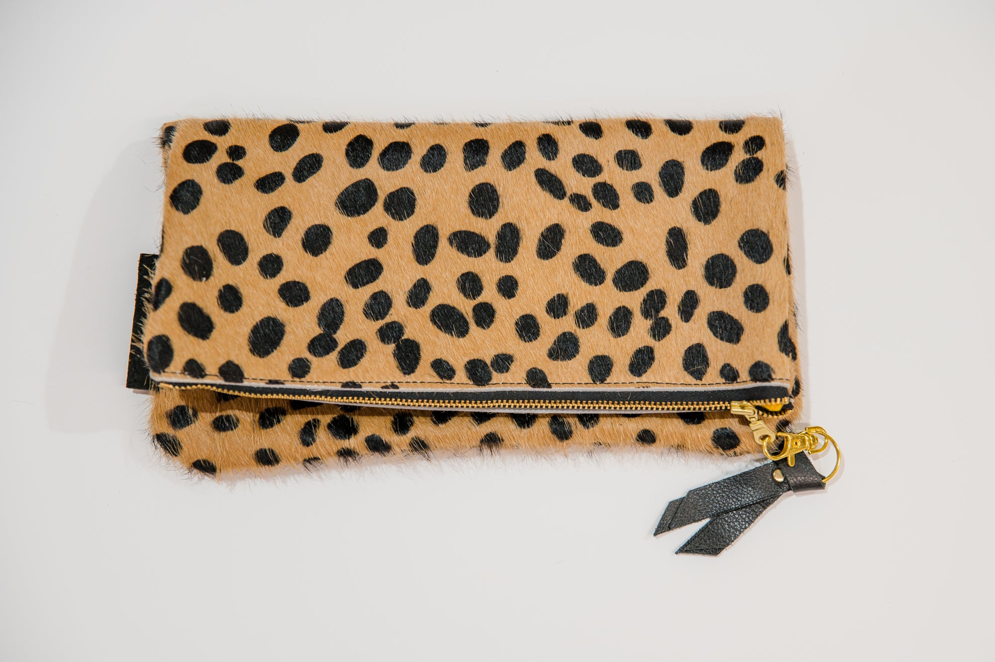 Women's Leopard Zipper Foldover Clutch