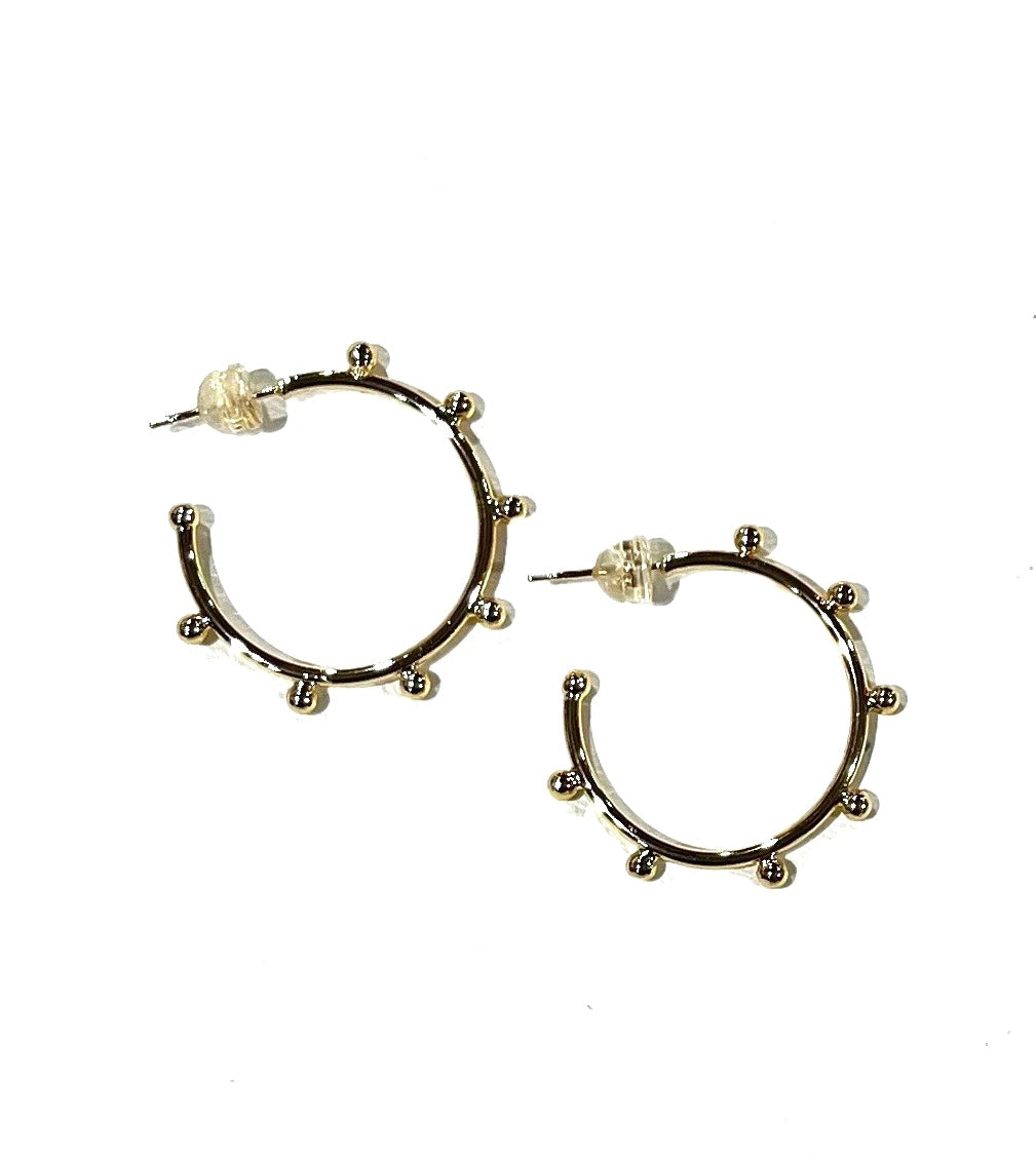 Dot Hoop Earrings - Gold