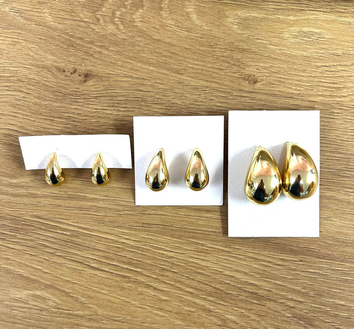 Puffy Gold Teardrop Earrings