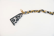Gray, black leopard print scarf chain.