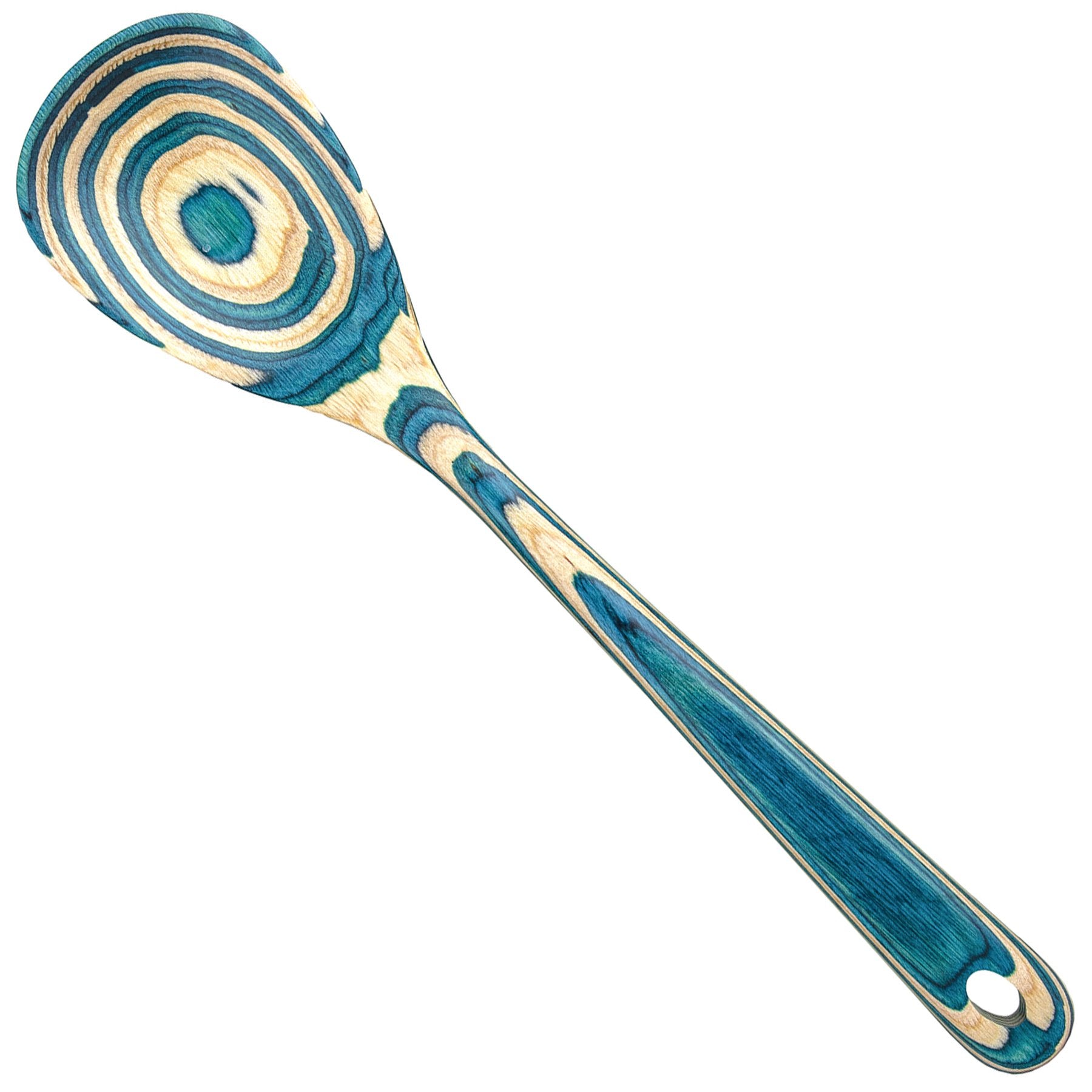 Birchwood mixing spoon in blue stripe.