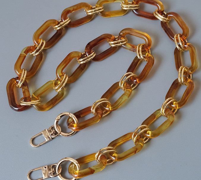 Chain Link Short Acrylic Purse Strap In Orange