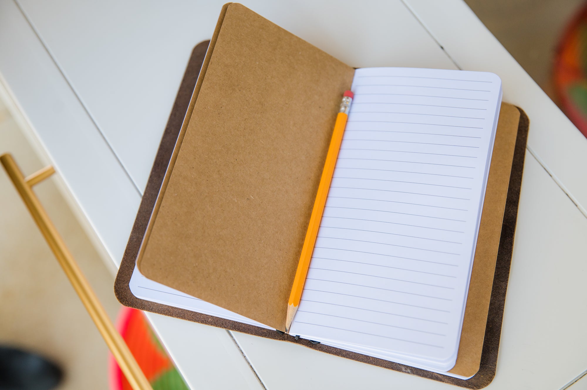 Leather journal with notebook